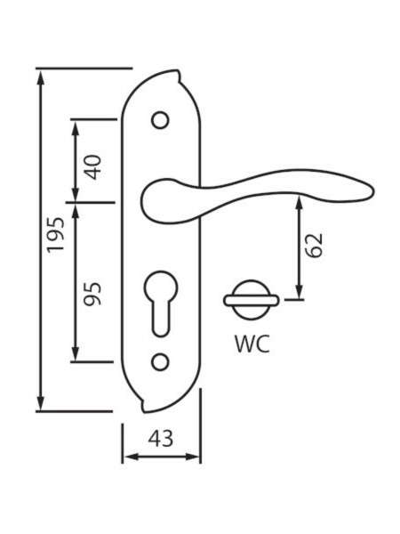 SIBA Ручка дверна VENICE на планці PZ - 62 мм хром (07 07)